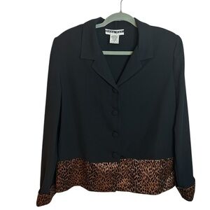 Dana Kay Vintage Animal Print Trim Suit Jacket